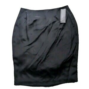 Linda Allard Ellen Tracy 100% Silk Women's Skirt 12  Black Above Knee Pencil